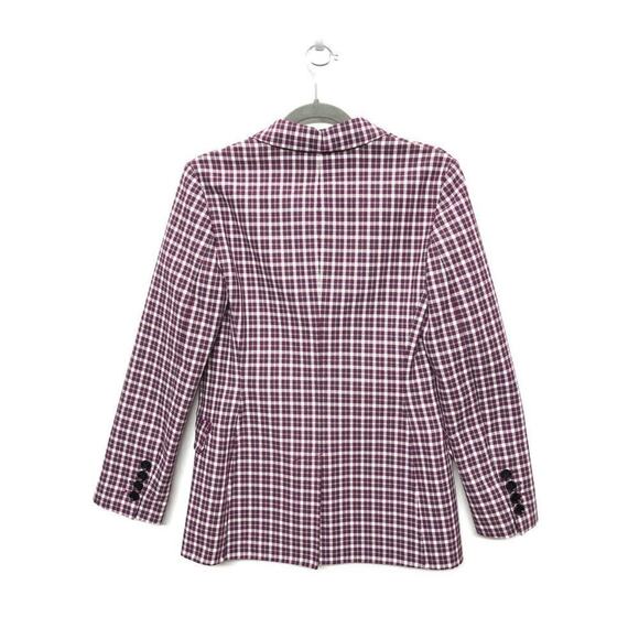Burberry Slatehurst Burgundy Check Cotton Classic Blazer Jacket 4 US 38 EU NWT - Picture 3 of 7